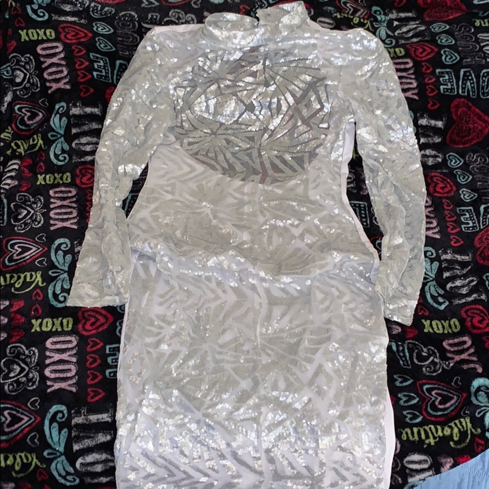 Silver and white dress